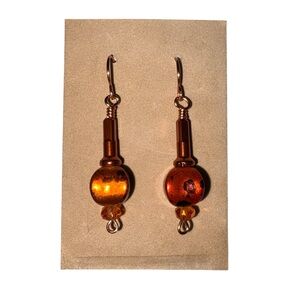 Copper and Orange Handmade Earrings